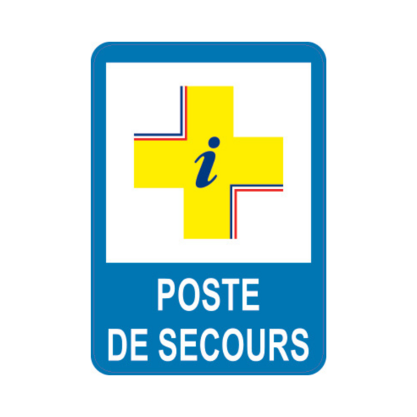 Panneau d'info rectangle Dibon 35x50cm "Poste de secours" REC-DIB211